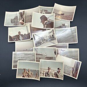 Vintage Military Photos Ship Sea Ocean Marines Original 70s Color 18 Snapshots